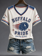 Women's Football Lover Bulls BUF Art Printed short-sleeved T-shirt