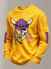 Men's Just One Before Die Football Print Waffle Long Sleeve T-Shirt