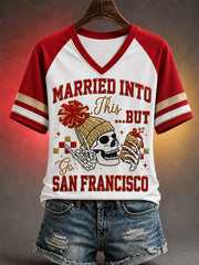 Women's Football Gameday Gift For Football Fans Casual V-Neck Tee