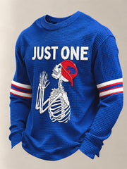 Men's Football Lover Buffalo Print Casual Waffle Long Sleeve Top