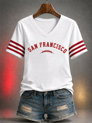 Women's Football Gameday Gift For Football Fans Casual V-Neck Tee
