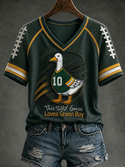 Women's Green Bay Football Printed V-neck T-shirt