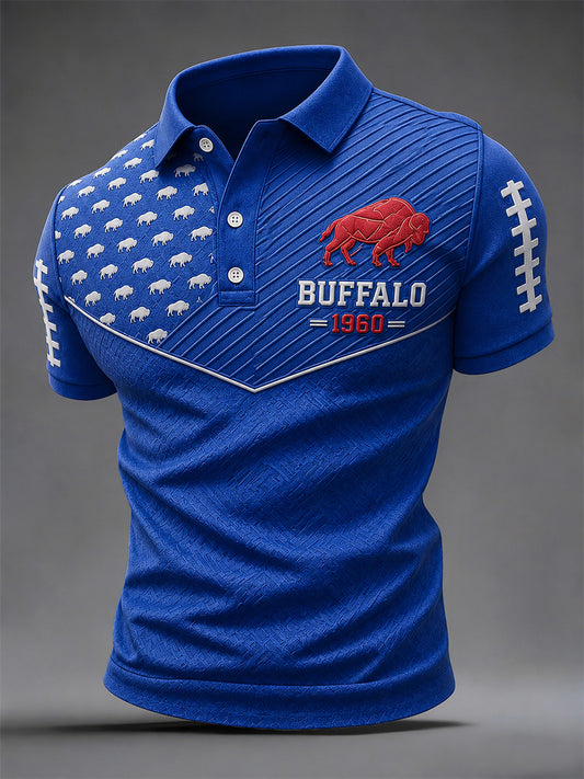 Men's Football Lover Buffalo Print Polo