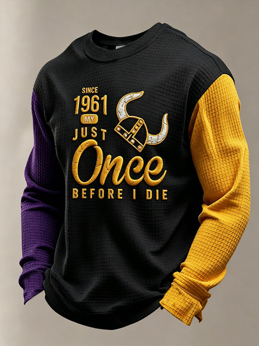 Men's Since 1961 My Just Once Before I Die Waffle Long Sleeve T-Shirt