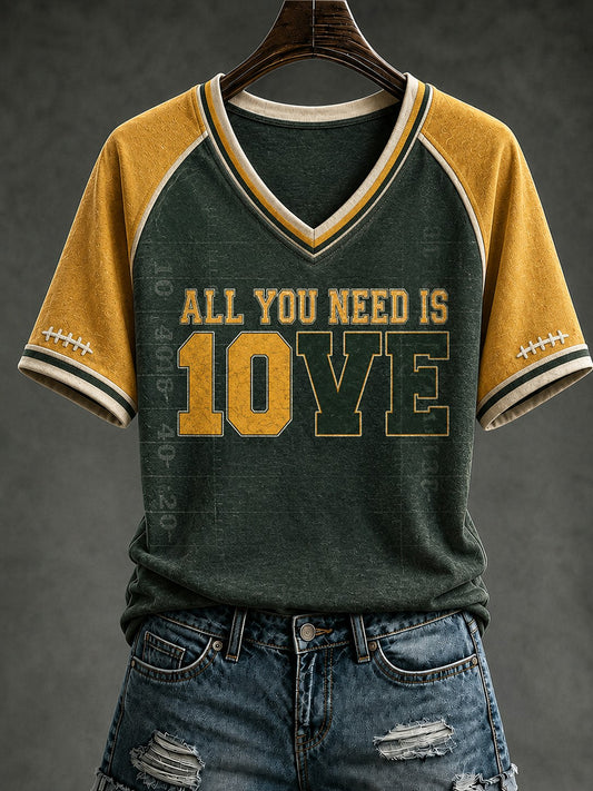 Women's Green Bay Football Printed V-neck T-shirt
