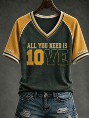 Women's Green Bay Football Printed V-neck T-shirt