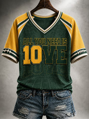 Women's Green Bay Football Printed V-neck T-shirt