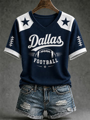 Women's Football Gameday Gift For Football Fans Casual V-Neck Tee