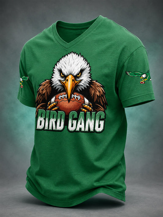 Men's Bird Gang Football Gameday Gift For Football Fans Casual V-Neck Tee