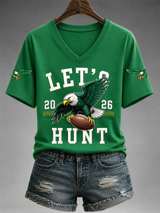 Women's Football Gameday Gift For Football Fans Casual V-Neck Tee