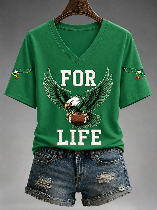 Women's Football Gameday Gift For Football Fans Casual V-Neck Tee