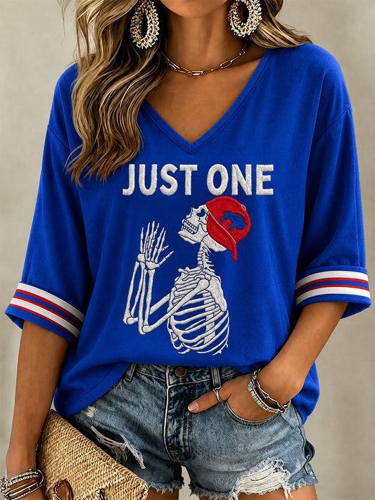 Women's Football Lover Buffalo Print V-Neck Tee