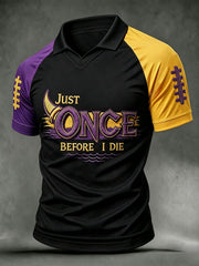 Men's Just Once Before I Die Football Print T-shirt