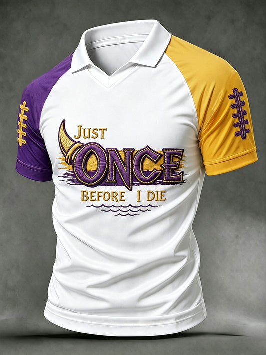 Men's Just Once Before I Die Football Print T-shirt