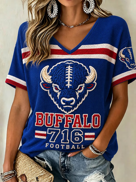 Women's Football Lover Bulls BUF Art Printed short-sleeved T-shirt