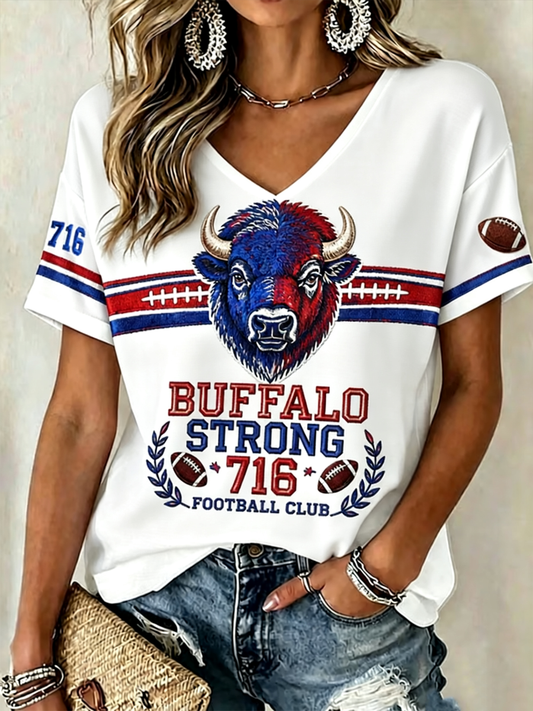Women's Football Lover Bulls BUF Art Printed short-sleeved T-shirt