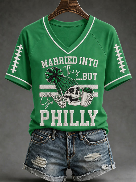 Women's Football Gameday Gift For Football Fans Casual V-Neck Tee