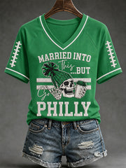 Women's Football Gameday Gift For Football Fans Casual V-Neck Tee