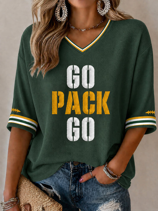 Women's America Football Print Waffle T-shirt