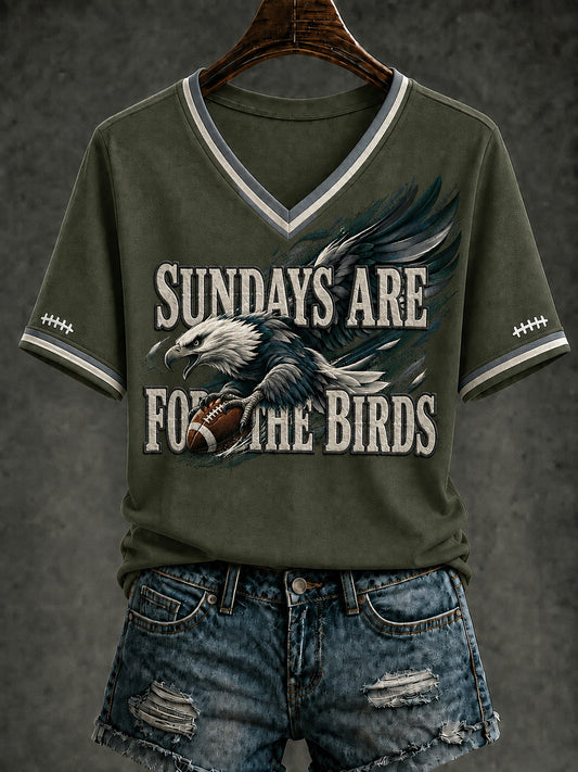 Women's Football Printed V-neck T-shirt