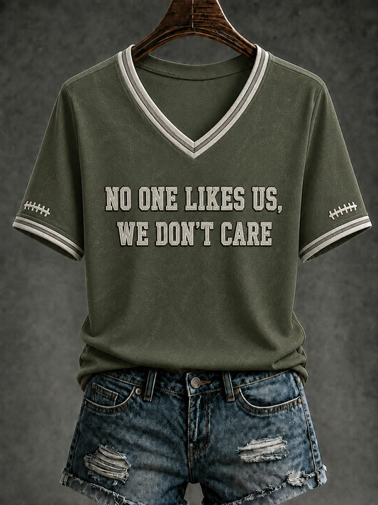 Women's Football Printed V-neck T-shirt