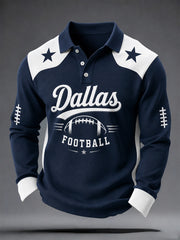 Men's Football Gameday Gift For Football Fans Casual long sleeve polo