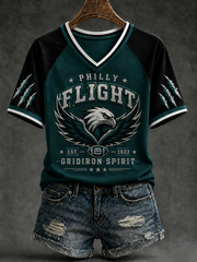 Women's Eagles Football Gameday Gift For Football Fans V-neck off-shoulder short-sleeved T-shirt