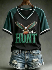 Women's Let's Hunt Football V-neck T-shirt