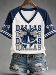 Women's Football Gameday Gift For Football Fans Casual V-Neck Tee