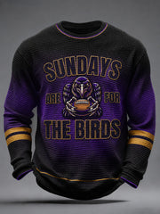 Men's Football Fan Print Waffle Long Sleeve T-Shirt