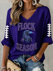 Women's Football Fan Print Waffle T-shirt