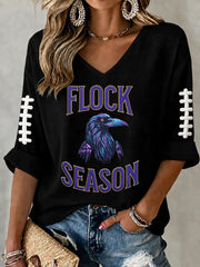 Women's Football Fan Print Waffle T-shirt