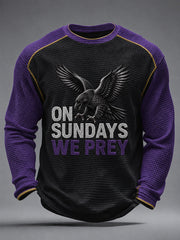 Men's Football Fan Print Waffle Long Sleeve T-Shirt
