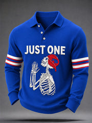 Men's Football Lover Buffalo Print Casual Long Sleeve Polo