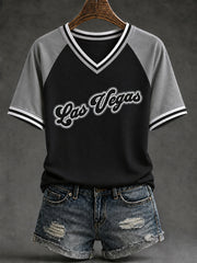 Women's Las Vegas Football Fan Print V-neck T-shirt
