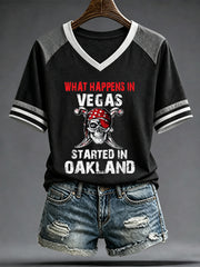 Women's Las Vegas Football Fan Print V-neck T-shirt