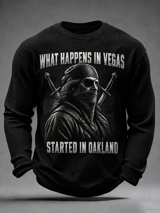 Men's Las Vegas Football Fan Print Waffle Long Sleeve T-Shirt