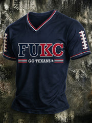 Men's Football Printed V-neck T-shirt