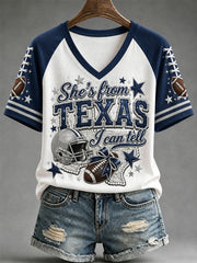 Women's Football Gameday Gift For Football Fans Casual V-Neck Tee