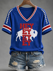 Women's Football Lover Buffalo Print Casual Tee