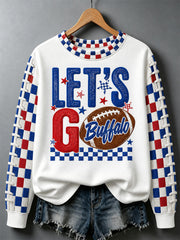 Women's Football Lover Buffalo Print Casual Sweatshirt