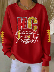Women's Game Day Football Print Casual Sweatshirt