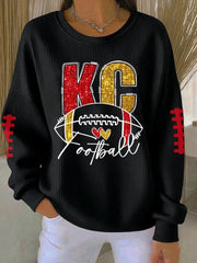 Women's Game Day Football Print Casual Sweatshirt