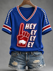 Women's Football Lover Buffalo Print Casual Tee