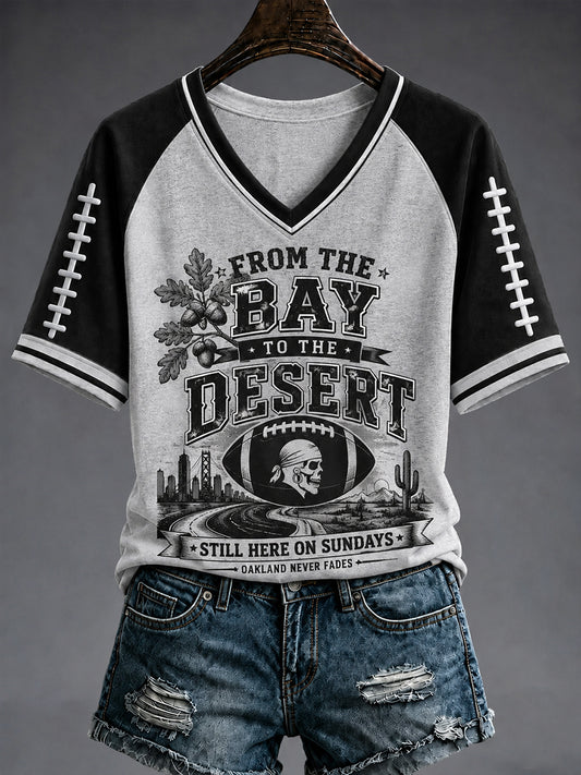 Women's Las Vegas Football Fan Print V-neck T-shirt
