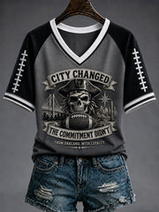 Women's Las Vegas Football Fan Print V-neck T-shirt