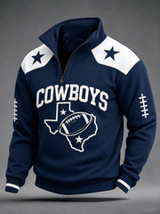 Men's Football Gameday Gift For Football Fans Casual Zip-Up Hoodie