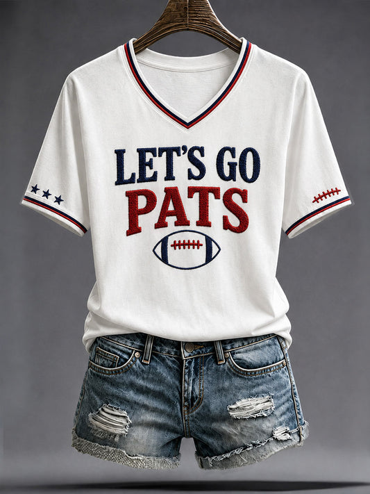 Women's Let's Go Football Print Short-sleeved T-shirt