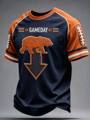 Men's Chicago Football Lover Bear Art Printed T-shirt