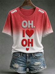 Women's Football Print Short-sleeved T-shirt